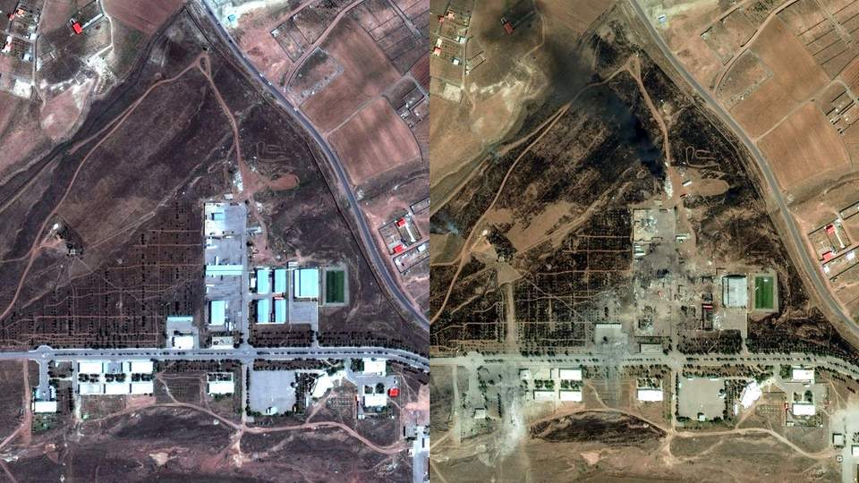 伊朗导弹基地被袭后建筑群夷为平地